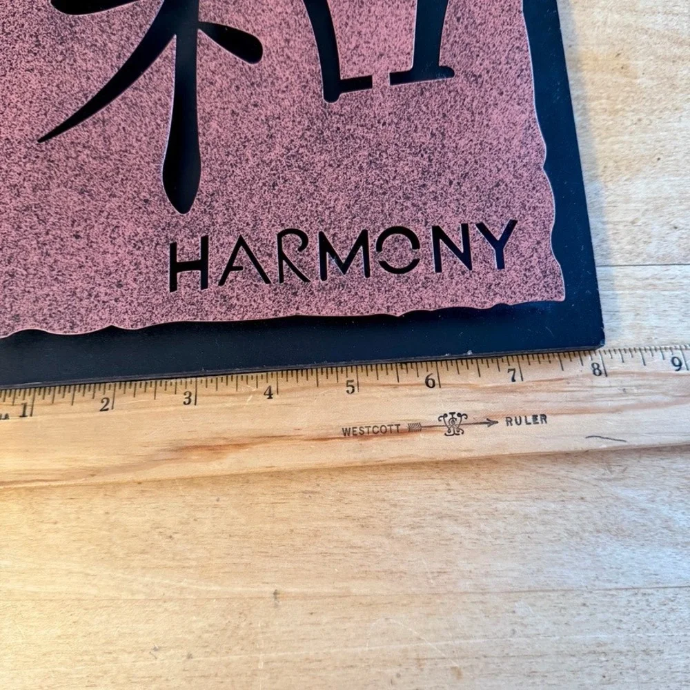 Set of 3 Metal Kanji Wall‎ Art Plaques HOPE LOVE HARMONY Asian Inspired Decor
